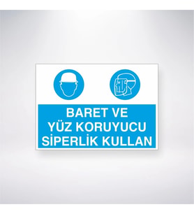 Baret ve Yüz Koruyucu Siperlik Kullan 21x28 Arkası Yapışkanlı Levha