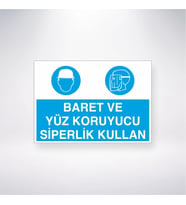 Baret ve Yüz Koruyucu Siperlik Kullan 21x28 Arkası Yapışkanlı Levha