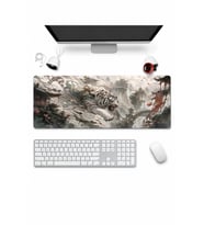 SonicTouch Klavye Mousepad 32x70cm Pürüzsüz Sıvı Geçirmez Kaymaz Taban Beyaz Kaplan Tapınağı
