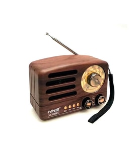 Küçük Boy Retro, Nostaljik, Ahşap Tasarım Bluetooth Hoparlörlü, Şarjlı, Taşınabilir Büyük Döndürülebilen Düğmeli FM/AM Destekli Radyo NS3380 (5343)