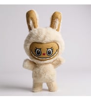 Mini Tavşan Kostümlü Labubu Peluş Oyuncak (Krem)
