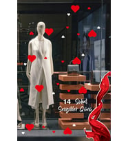 Halka Şeklinde Kurdela Sevgililer Gününe Özel İndirimler İçin Vitrin Oda Süsleme Stickerı 70cm