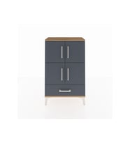 Arges Komodin 4 Raflı Tek Çekmeceli 4 Kapaklı 60x30x96 Çam-Antrasit