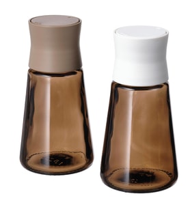 2 Adet Tuzluk-Karabiberlik MeridyenDukkan Cam-Kahverengi Amber Renk 12 cm, 2 Parça 