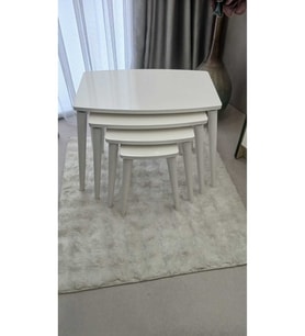 4 Lü Lüx Ahşap Mdf Zigon Sehpa Bej [LEKE TUTMAZ KOLAY TEMİZLENİR]