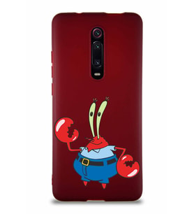 Xiaomi Redmi K20 Soft Premier Kapak Bay Yengeç Tasarımlı Silikon Kılıf - Mürdüm (Şeffaf)