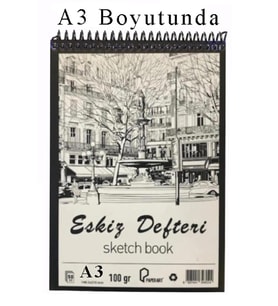 Eskiz Defteri A3 Spralli 50 Yaprak 1 Adet 100 gr 297x420 mm Sketch Book Üstten Açılmalı Ezkiz Defteri (Beyaz)