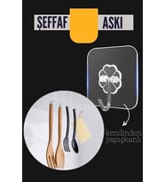 Şeffaf Yapışkanlı Askı, Mutfak Banyo Duvar Askısı, Çivisiz Pratik Kanca Seti