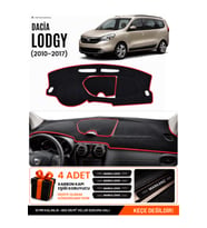 DACIA LODGY (2010-2017) Uyumlu Torpido Örtüsü Torpido Kılıfı - Siyah Kırmızı