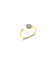 Gümüş altın yaldızlı zirkon taşlı ayarlamalı Nazar Modeli Yüzük SGTL11583GOLD (Rose)