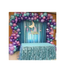 50 Adet Deniz Kızı Balon Konsepti Mor Lila Mavi Pembe 2,5 m Balon Zinciri