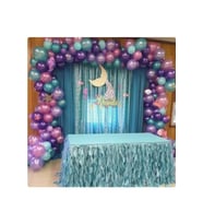 50 Adet Deniz Kızı Balon Konsepti Mor Lila Mavi Pembe 2,5 m Balon Zinciri