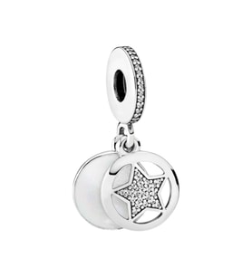 Sedefli Taşlı Yıldız Arkadaşlık Charm  925 Ayar Gümüş