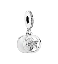 Sedefli Taşlı Yıldız Arkadaşlık Charm  925 Ayar Gümüş