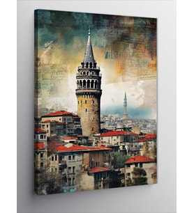 Kanvas Tablo Retro Galata Kulesi