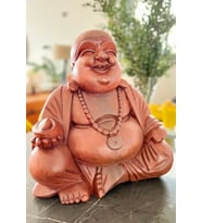 Ahşap Gülen Buda Heykeli (Büyük Boy 40 cm)