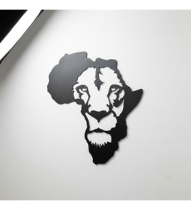Afrika Haritası Aslan Duvar Tablosu - Siyah MDF Duvar Dekoru