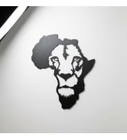 Afrika Haritası Aslan Duvar Tablosu - Siyah MDF Duvar Dekoru