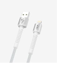 K550 Safe 3A Örgülü Metal Başlı USB'den Lightning Şarj Kablosu Beyaz
