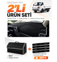 HYUNDAİ H100 (2020-2024) Uyumlu Torpido Örtüsü + Deri Bagaj Çantası + Sticker Seti - Siyah Gri