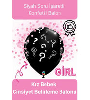 Siyah Soru İşareti Cinsiyet Belirleme Partisi Baby Shower Kız mı Erkek mi 18inç 45cm Konfetili Balon