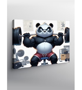 Kanvas Tablo Ağırlık Kaldıran Panda Gym Temalı