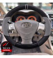 Toyota Corolla Verso E120 Dikme Direksiyon Kılıfı Delikli Deri Parlak Siyah Gri Detay Çift Yüzük ve Dikiş 2001-2004