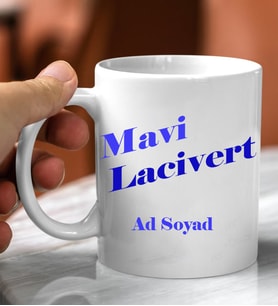 Kişiye Özel Beyaz Mavi Taraftar Tasarımlı Beyaz Kupa