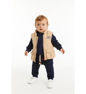 Erkek Bebek 3’lü Takım – Şişme Yelekli, Uzun Kol Sweatshirt ve Eşofman Altı 251037-L