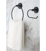 ERFAHOME Açık Tuvalet Kağıtlığı / Halka Havluluk 2li Set (Siyah)