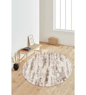 Dijital Baskılı Kaymaz Taban Yıkanabilir Yuvarlak Salon Halısı Koridor Halısı Paspas NDY-HT-466 (Kahverengi)