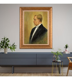 Altın Varaklı Paspartulu Çerçeveli Tablo rv1422