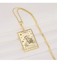 Kişiye Özel 925 Ayar Gümüş The Overthinker Tarot Kart Kolye (Gold)