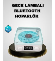 Bluetooth Hoparlörlü Gece Lambası Dijital Saat Ekranlı Su Dalgası Efektli Dekoratif