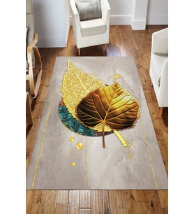 Dijital Kaymaz Taban Yıkanabilir Salon Halısı Mutfak Halısı Koridor Halısı Yolluk ND-HS-553 (Gold)