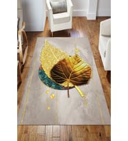Dijital Kaymaz Taban Yıkanabilir Salon Halısı Mutfak Halısı Koridor Halısı Yolluk ND-HS-553 (Gold)