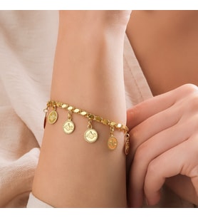 Reşat Baskı Altınlı Pullu Model Bileklik (Gold)