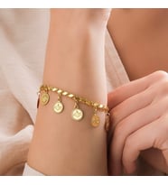 Reşat Baskı Altınlı Pullu Model Bileklik (Gold)