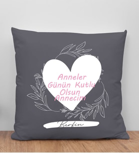 BK Gift Kişiye Özel İsimli Anneler Günü Tasarımlı Antrasit Kırlent Yastık, Anneye Hediye, Ev Dekorasyonu, Anneler Günü Hediyesi-2