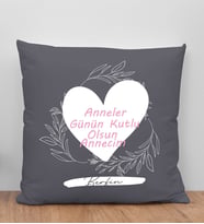 BK Gift Kişiye Özel İsimli Anneler Günü Tasarımlı Antrasit Kırlent Yastık, Anneye Hediye, Ev Dekorasyonu, Anneler Günü Hediyesi-2