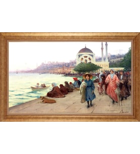 Çerçeveli Paspartulu Manzara Tablo bm1862 (Gold)