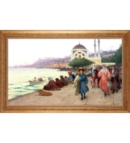 Çerçeveli Paspartulu Manzara Tablo bm1862 (Gold)