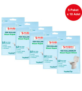 Mulpex Tek Kullanımlık Suda Çözünür Klozet Kapak Örtüsü - 5 x 10 lu Paket