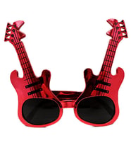 Kırmızı Renk Rockn Roll Gitar Şekilli Parti Gözlüğü 15x15 cm