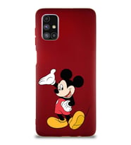 Samsung Galaxy M51 Soft Premier Kapak Mickey Mouse-C Tasarımlı Silikon Kılıf - Mürdüm (Şeffaf)