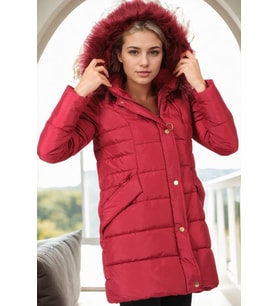 Dewberry Kadın %100 Polyester Kaban Bordo Z6745 Günlük Dış Giyim, Kazak ve Gömlek Kombini, Seyahat Gardırobu