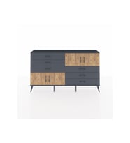 Arges Konsol 2 Raflı 6 Çekmeceli 4 Kapaklı 176x30x99 Antrasit-Çam/Antrasit