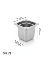 ÜRET Standart Gastronom Küvet GN 1/6 100 mm 1,6 lt