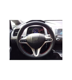 DİKİŞLİ DERİ DİREKSİYON KILIFI DAMARLI/NOKTALI DERİ KIRMIZI DİKİŞLİ HONDA CİVİC 2007-2012