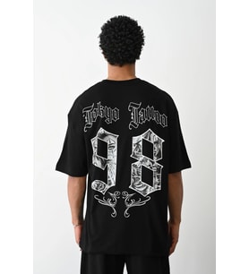 Erkek Kısa Kol Yazlık Tişört Bisiklet Yaka Baskılı Oversize T-Shirt - Siyah